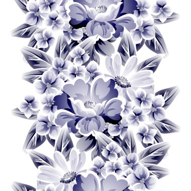 Sorunsuz vintage tarzı çiçek deseni. Kontur çiçek öğeleri