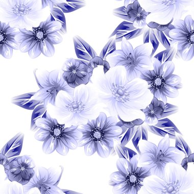 Sorunsuz vintage tarzı çiçek deseni. Kontur çiçek öğeleri