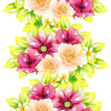 Sorunsuz vintage tarzı çiçek deseni. Renkli çiçek öğeleri