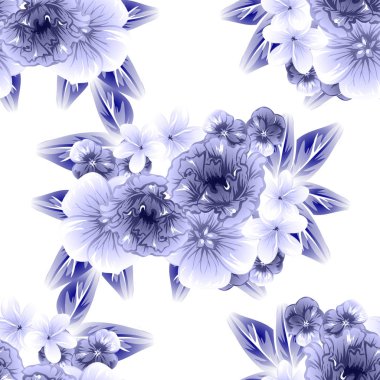 Sorunsuz vintage tarzı çiçek deseni. Kontur çiçek öğeleri