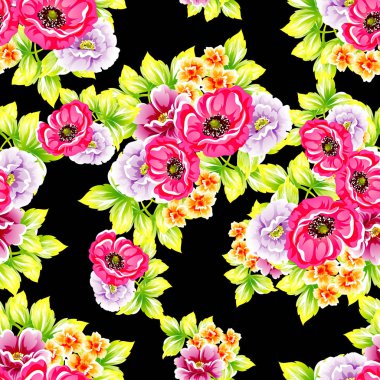 Sorunsuz vintage tarzı çiçek deseni. Renkli çiçek öğeleri