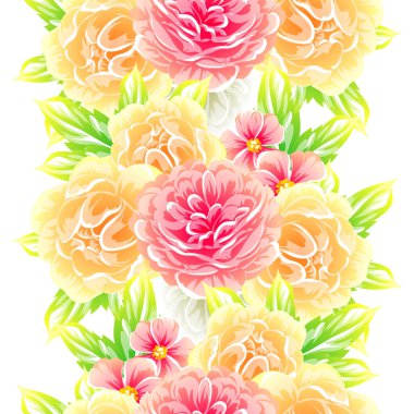 Sorunsuz vintage tarzı çiçek deseni. Renkli çiçek öğeleri
