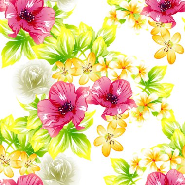 Sorunsuz vintage tarzı çiçek deseni. Renkli çiçek öğeleri