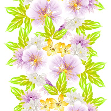 Sorunsuz vintage tarzı çiçek deseni. Renkli çiçek öğeleri