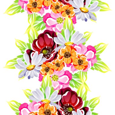 Sorunsuz vintage tarzı çiçek deseni. Renkli çiçek öğeleri