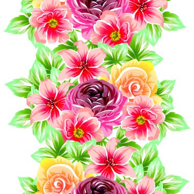 Sorunsuz vintage tarzı çiçek deseni. Renkli çiçek öğeleri