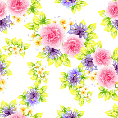 Sorunsuz vintage tarzı çiçek deseni. Renkli çiçek öğeleri