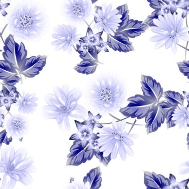 Sorunsuz vintage tarzı çiçek deseni. Kontur çiçek öğeleri