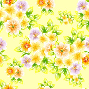 Sorunsuz vintage tarzı çiçek deseni. Renkli çiçek öğeleri