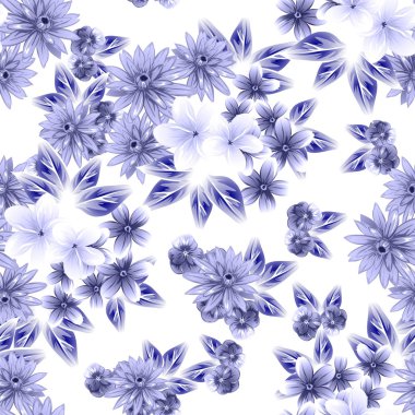 Sorunsuz vintage tarzı çiçek deseni. Kontur çiçek öğeleri