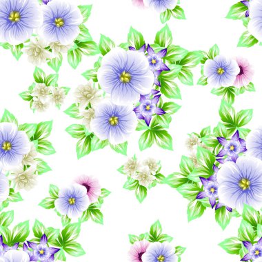 Sorunsuz vintage tarzı çiçek deseni. Renkli çiçek öğeleri