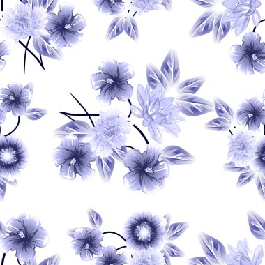 Sorunsuz vintage tarzı çiçek deseni. Kontur çiçek öğeleri