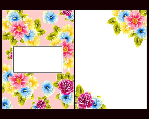 Vintage Stijl Bloem Bruiloft Kaarten Set Bloemenelementen Kleur — Stockvector