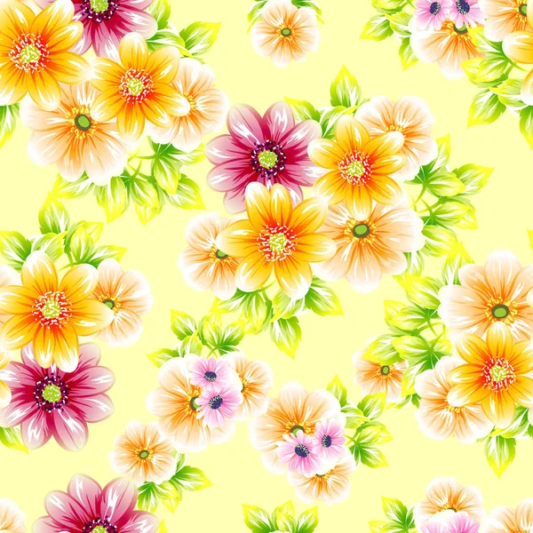 Naadloze Vintage Stijl Bloemenpatroon Floral Elementen Kleur — Stockvector