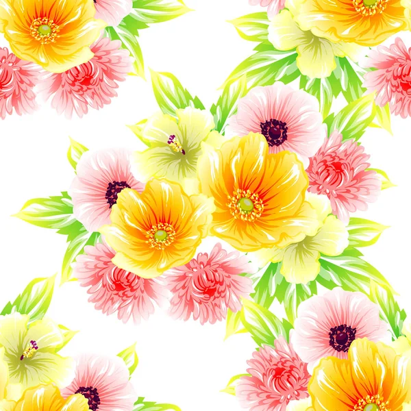 Naadloze Vintage Stijl Bloemenpatroon Floral Elementen Kleur — Stockvector