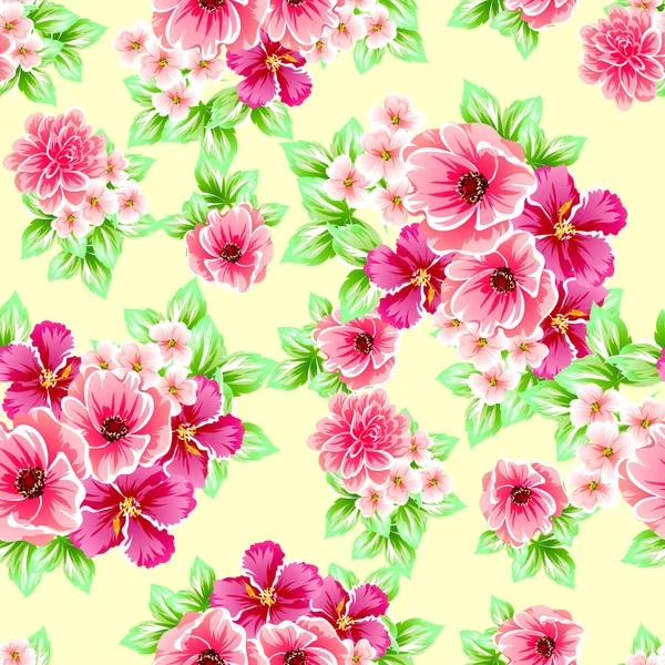 Sorunsuz vintage tarzı çiçek deseni. Renkli çiçek öğeleri