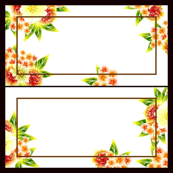 Conjunto Tarjetas Boda Flores Estilo Vintage Elementos Florales Color — Vector de stock