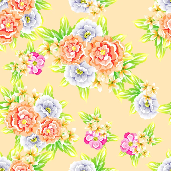 Naadloze Vintage Stijl Bloemenpatroon Floral Elementen Kleur — Stockvector