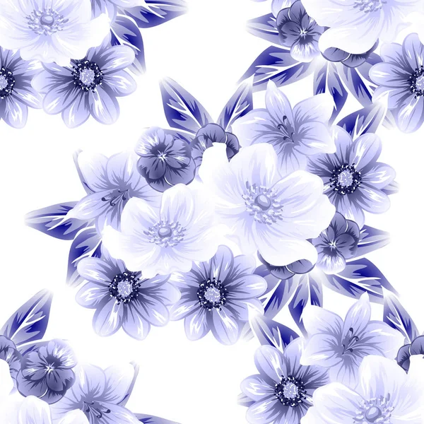 Безшовний Вінтажний Квітковий Візерунок Квіткові Елементи Контуру — стоковий вектор