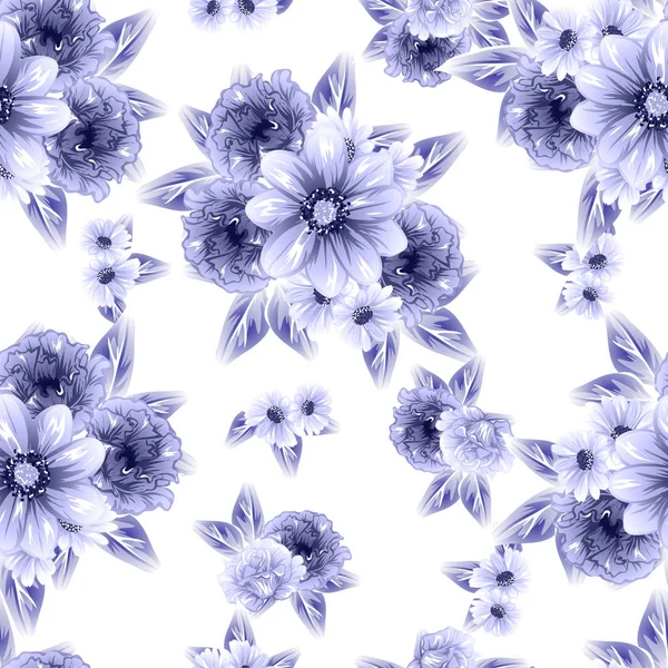 Sorunsuz vintage tarzı çiçek deseni. Kontur çiçek öğeleri