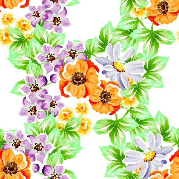 Απρόσκοπτη Στυλ Vintage Λουλούδι Μοτίβο Floral Στοιχεία Χρώμα — Διανυσματικό Αρχείο