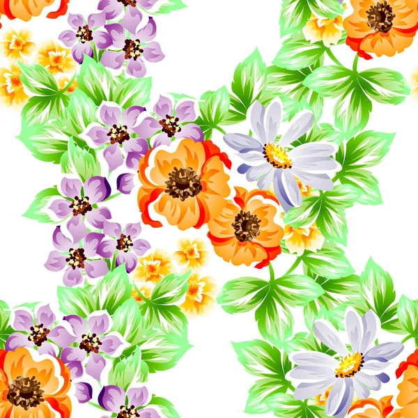 Patrón Flores Estilo Vintage Sin Costuras Elementos Florales Color — Vector de stock