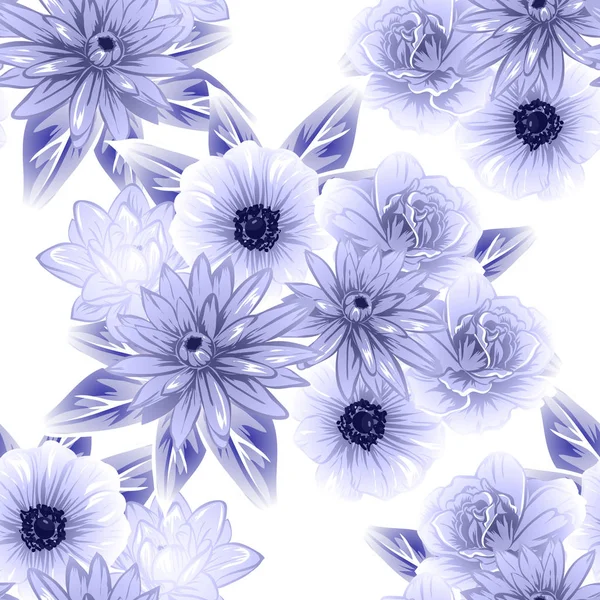 Sorunsuz vintage tarzı çiçek deseni. Kontur çiçek öğeleri