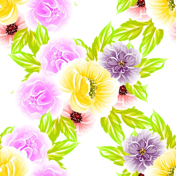 Sømløs Årgang Blomstermønster Blomsterelementer Farge – stockvektor