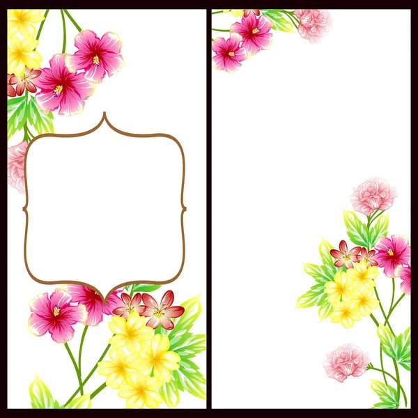 Conjunto Tarjetas Boda Flores Estilo Vintage Elementos Florales Color — Vector de stock