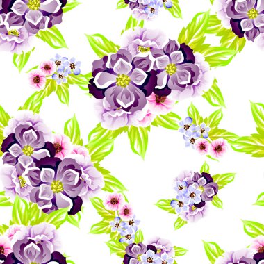Sorunsuz vintage tarzı çiçek deseni. Renkli çiçek öğeleri