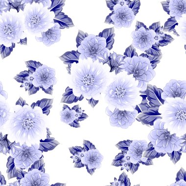 Sorunsuz vintage tarzı çiçek deseni. Kontur çiçek öğeleri