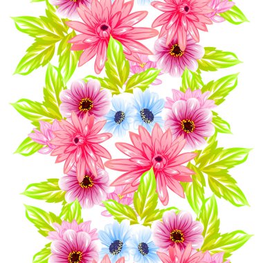 Sorunsuz vintage tarzı çiçek deseni. Renkli çiçek öğeleri