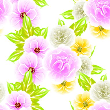 Sorunsuz vintage tarzı çiçek deseni. Renkli çiçek öğeleri