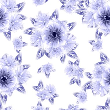 Sorunsuz vintage tarzı çiçek deseni. Kontur çiçek öğeleri