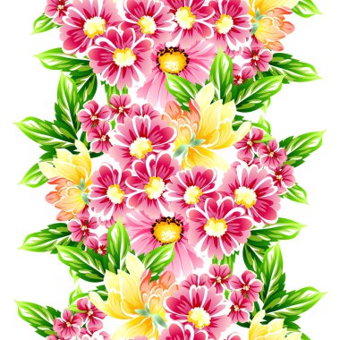 Sorunsuz vintage tarzı çiçek deseni. Renkli çiçek öğeleri