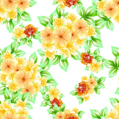 Sorunsuz vintage tarzı çiçek deseni. Renkli çiçek öğeleri