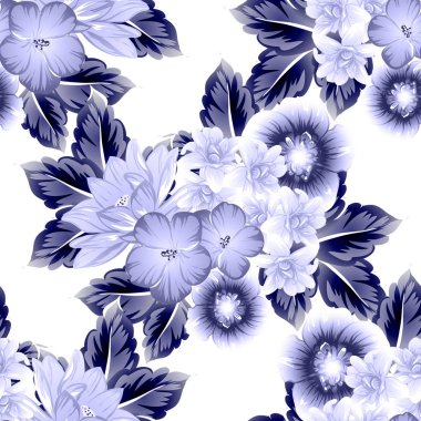 Sorunsuz vintage tarzı çiçek deseni. Kontur çiçek öğeleri