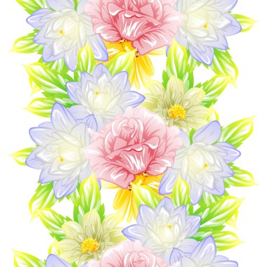 Sorunsuz vintage tarzı çiçek deseni. Renkli çiçek öğeleri