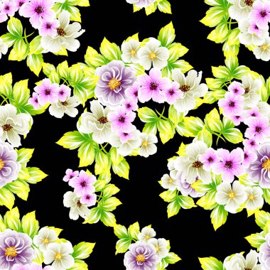 Sorunsuz vintage tarzı çiçek deseni. Renkli çiçek öğeleri