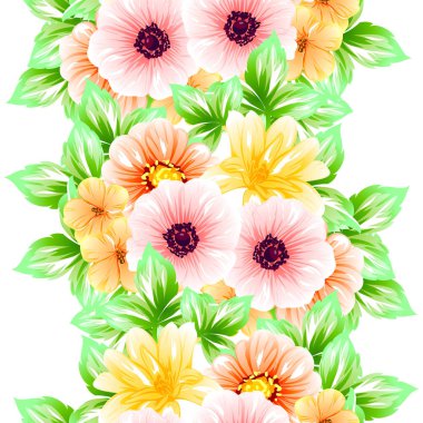 Sorunsuz vintage tarzı çiçek deseni. Renkli çiçek öğeleri