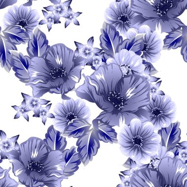 Sorunsuz vintage tarzı çiçek deseni. Kontur çiçek öğeleri