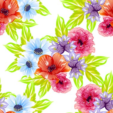 Sorunsuz vintage tarzı çiçek deseni. Renkli çiçek öğeleri