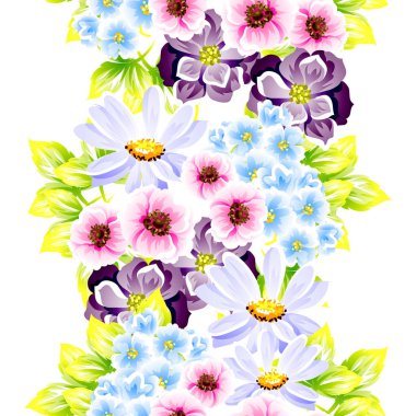 Sorunsuz vintage tarzı çiçek deseni. Renkli çiçek öğeleri