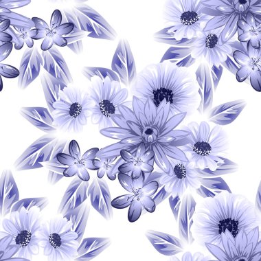 Sorunsuz vintage tarzı çiçek deseni. Kontur çiçek öğeleri