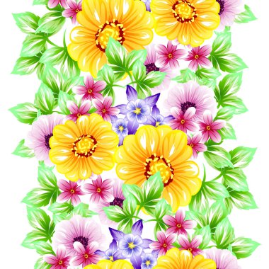 Sorunsuz vintage tarzı çiçek deseni. Renkli çiçek öğeleri