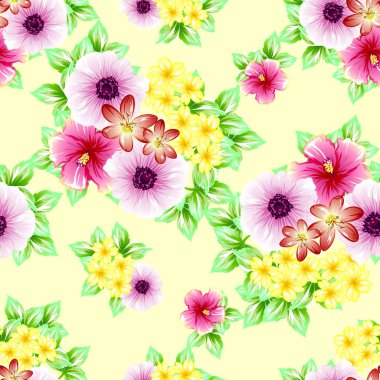 Sorunsuz vintage tarzı çiçek deseni. Renkli çiçek öğeleri