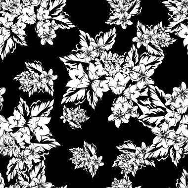 Sorunsuz vintage tarzı çiçek deseni. Kontur çiçek öğeleri