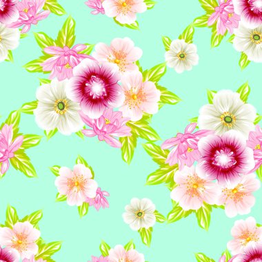 Sorunsuz vintage tarzı çiçek deseni. Renkli çiçek öğeleri