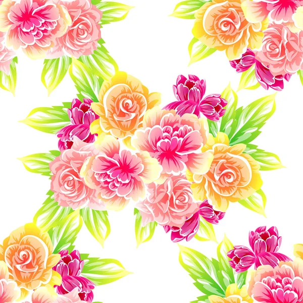 Naadloze Vintage Stijl Bloemenpatroon Floral Elementen Kleur — Stockvector