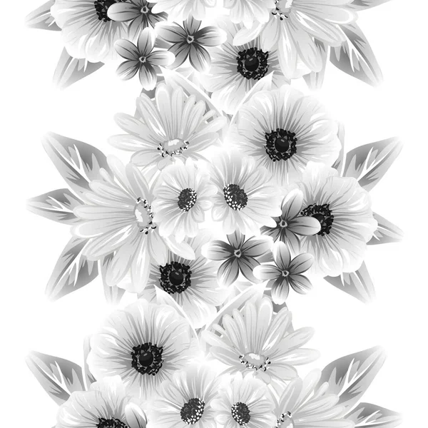 Patrón Flores Estilo Vintage Sin Costuras Elementos Florales Contorno — Vector de stock